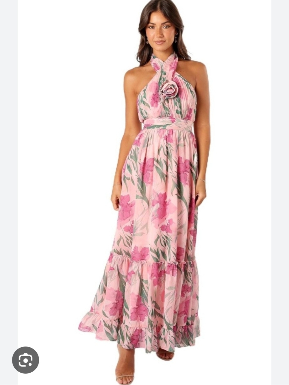 Petal & Pup Pink Floral Halterneck Maxi Dress